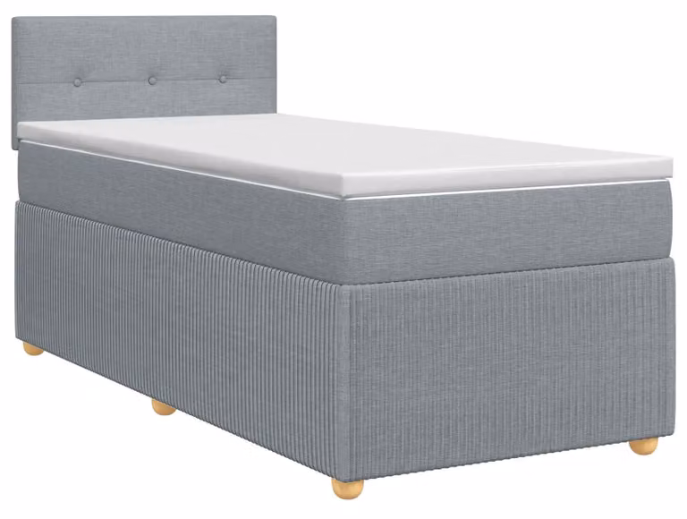 Letto a molle con materasso grigio chiaro 90 x 200 cm in tessuto
