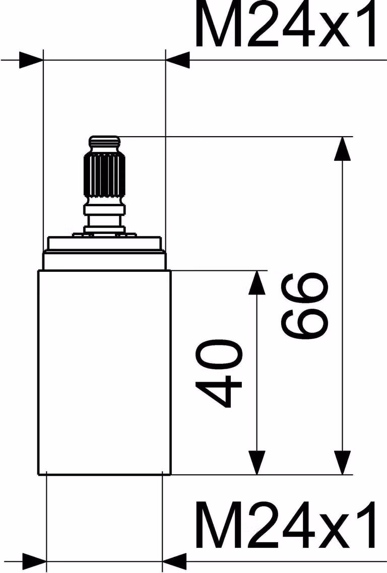 Js Verlaengerung Fuer Up-Ventil Variabel, M24X1X40Mm