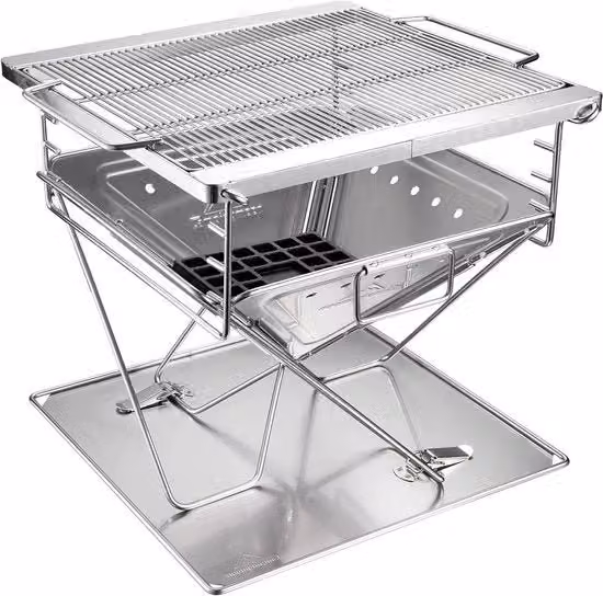 Griglia BBQ Opvougbile - Fuoco di Fornace - Acciaio Inox - Leggero - Grande