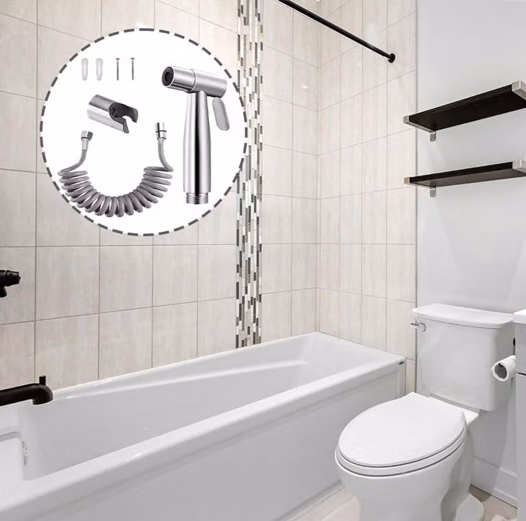 Set completo per bidet in acciaio inossidabile, con doccetta manuale