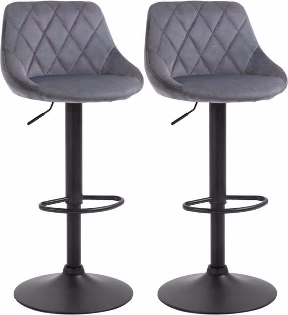 Set di 2 sgabelli da bar regolabili 48x46x104 cm grigio scuro in poliestere