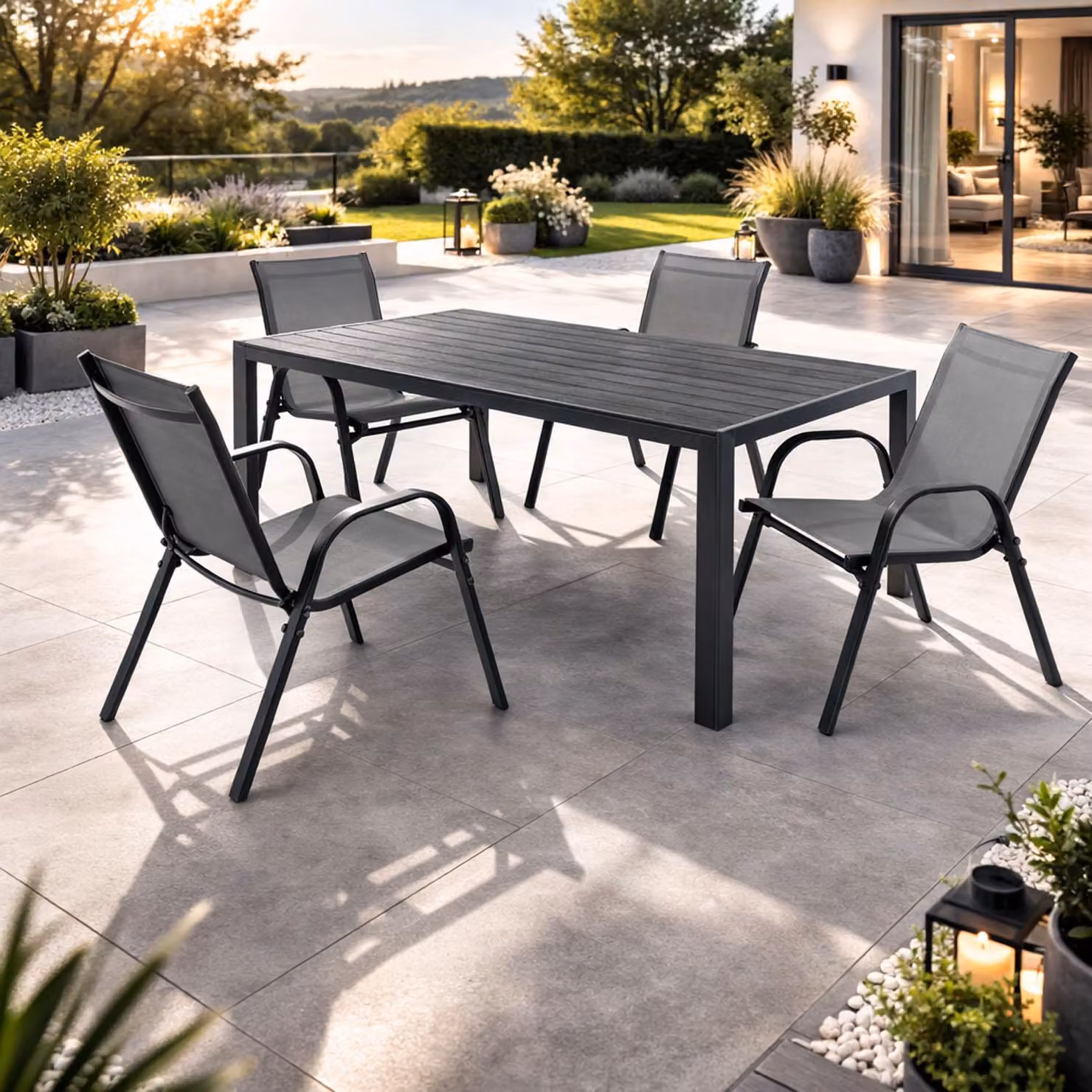 Set da giardino Set di sedute 5 pezzi 180x90 cm Non-Wood antracite