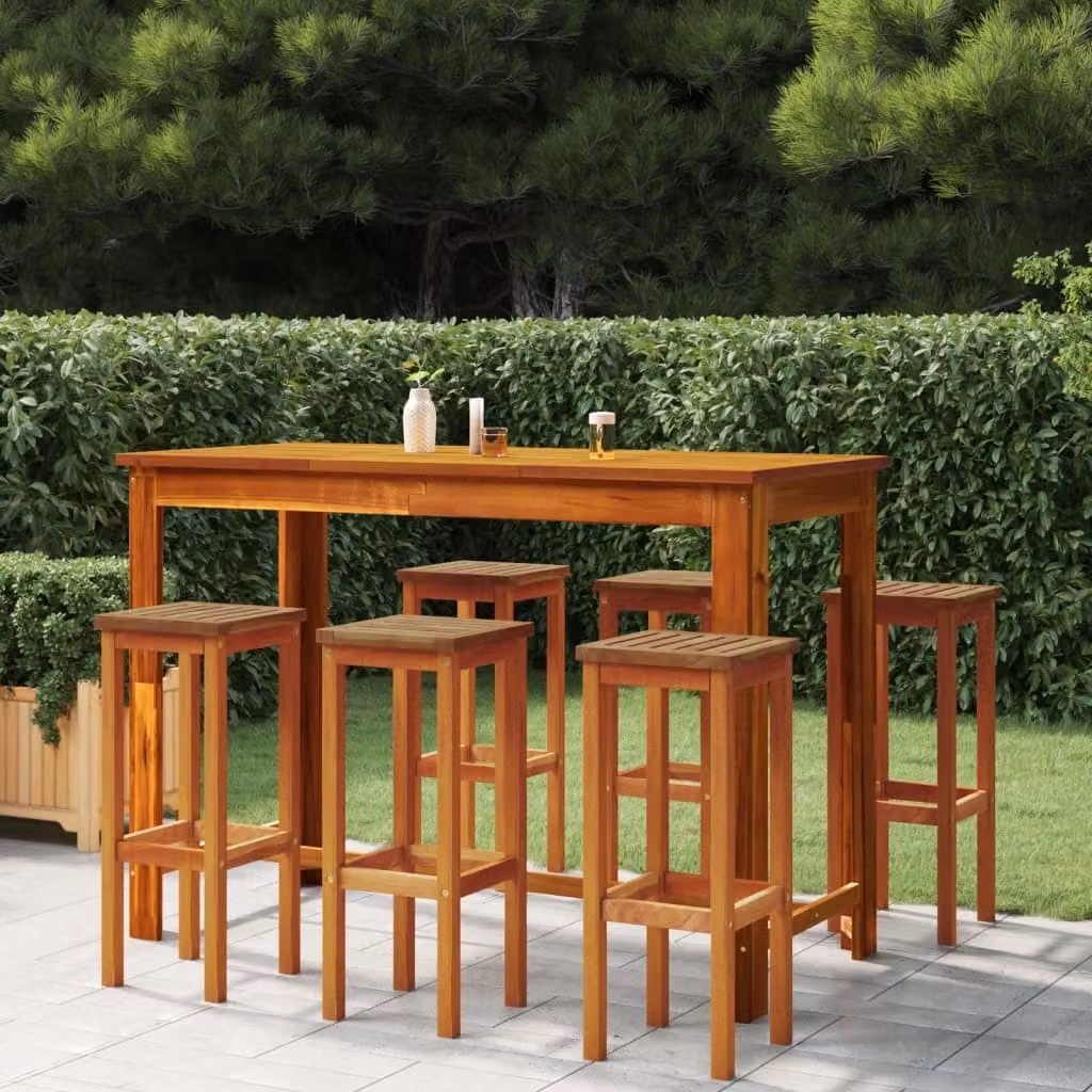 Maison Exclusive - Set da Bar da Giardino 7 pz in Legno Massello di Acacia