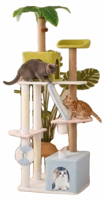 Katzenbaum, design multistrato, tiragraffi accattivanti, colore verde militare