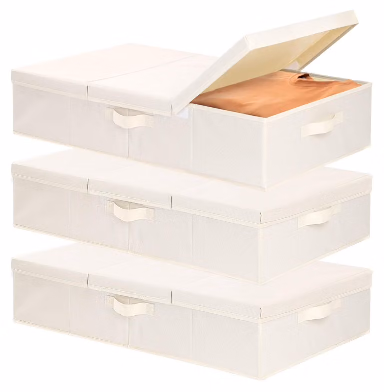 Set di 3 sacche portaoggetti da mettere sotto il letto, con maniglie, ideali per riporre vestiti e coperte