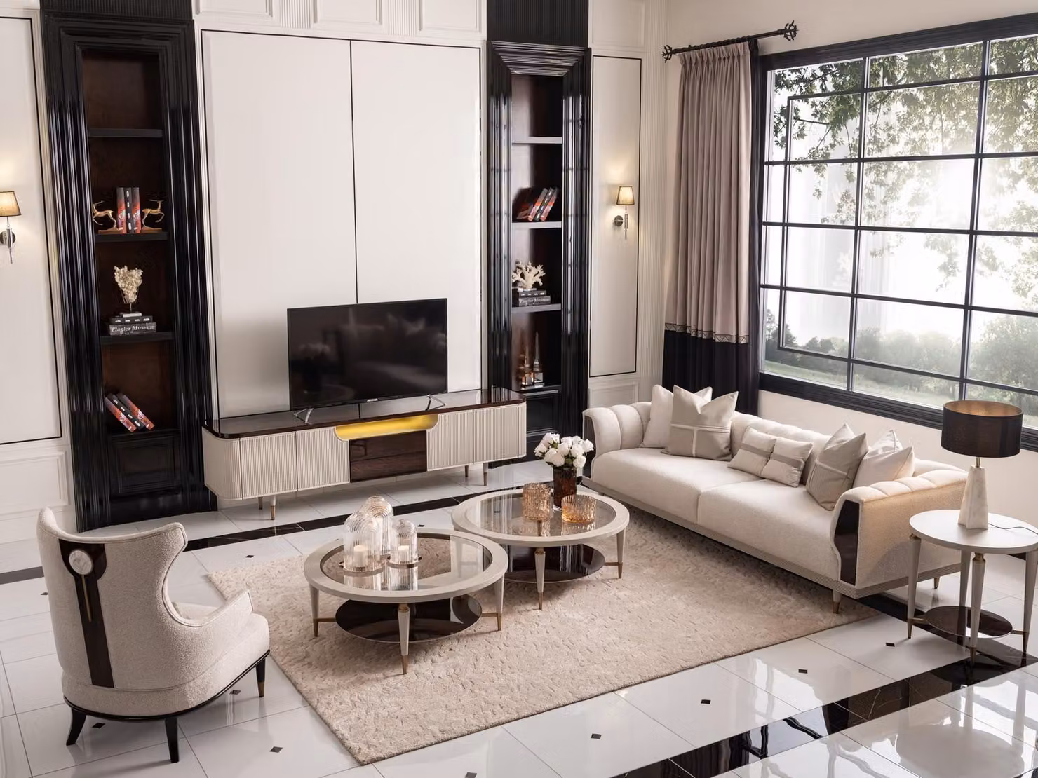 Wohnzimmer Gruppe Dreisitzer Sessel Stoffsofa 6tlg Beige Couchtische