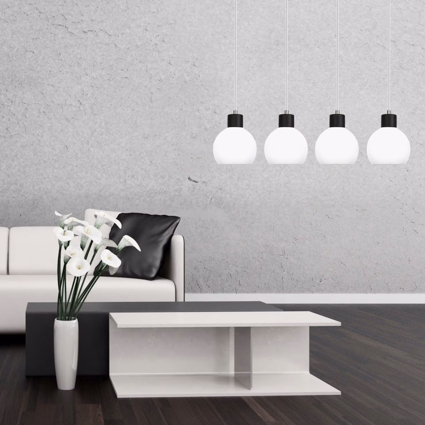 Lampada a sospensione cromata con paralume bianco MOKA 14-111