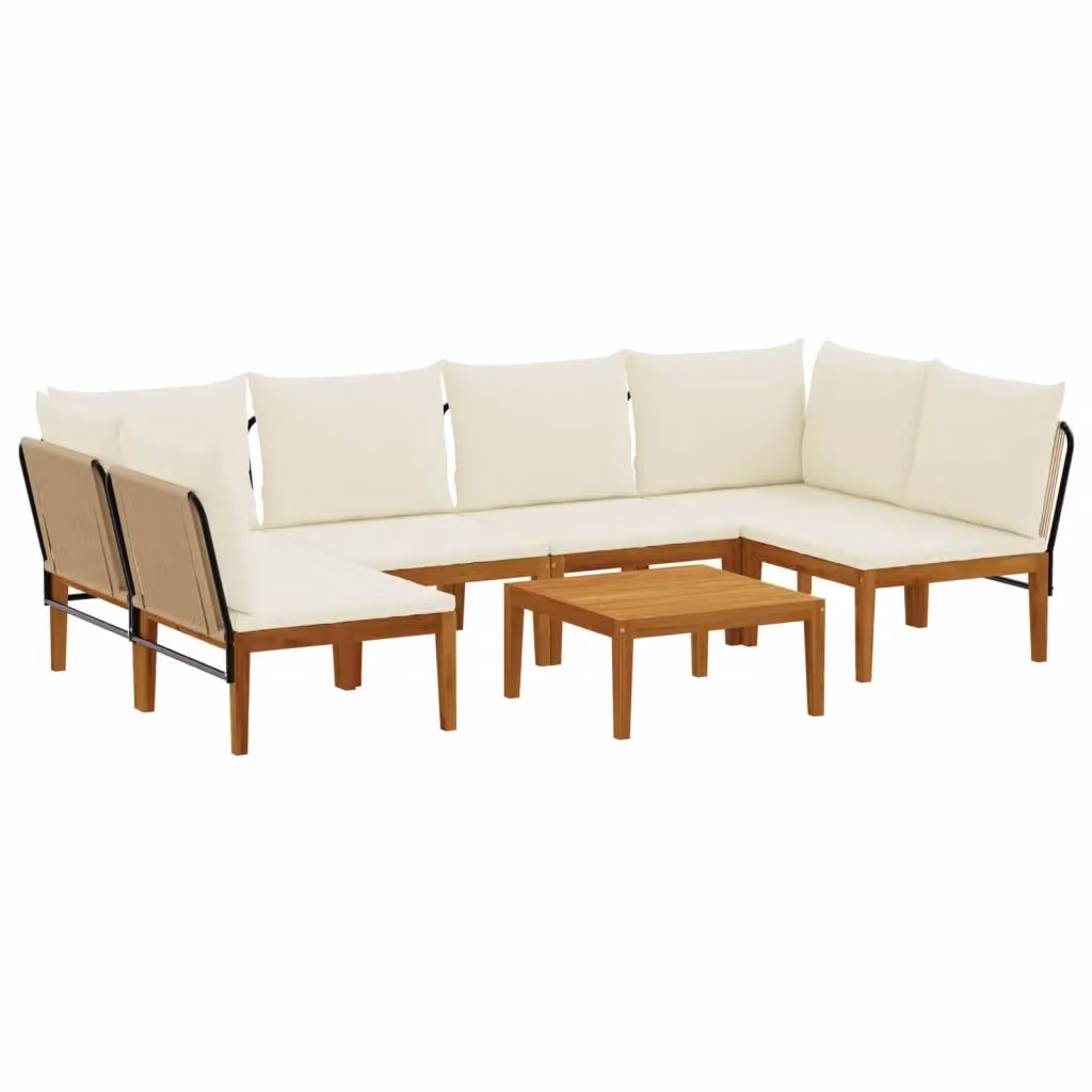 Set di 7 sedie da giardino vidaXL in legno di acacia e corda beige e bianca – 2