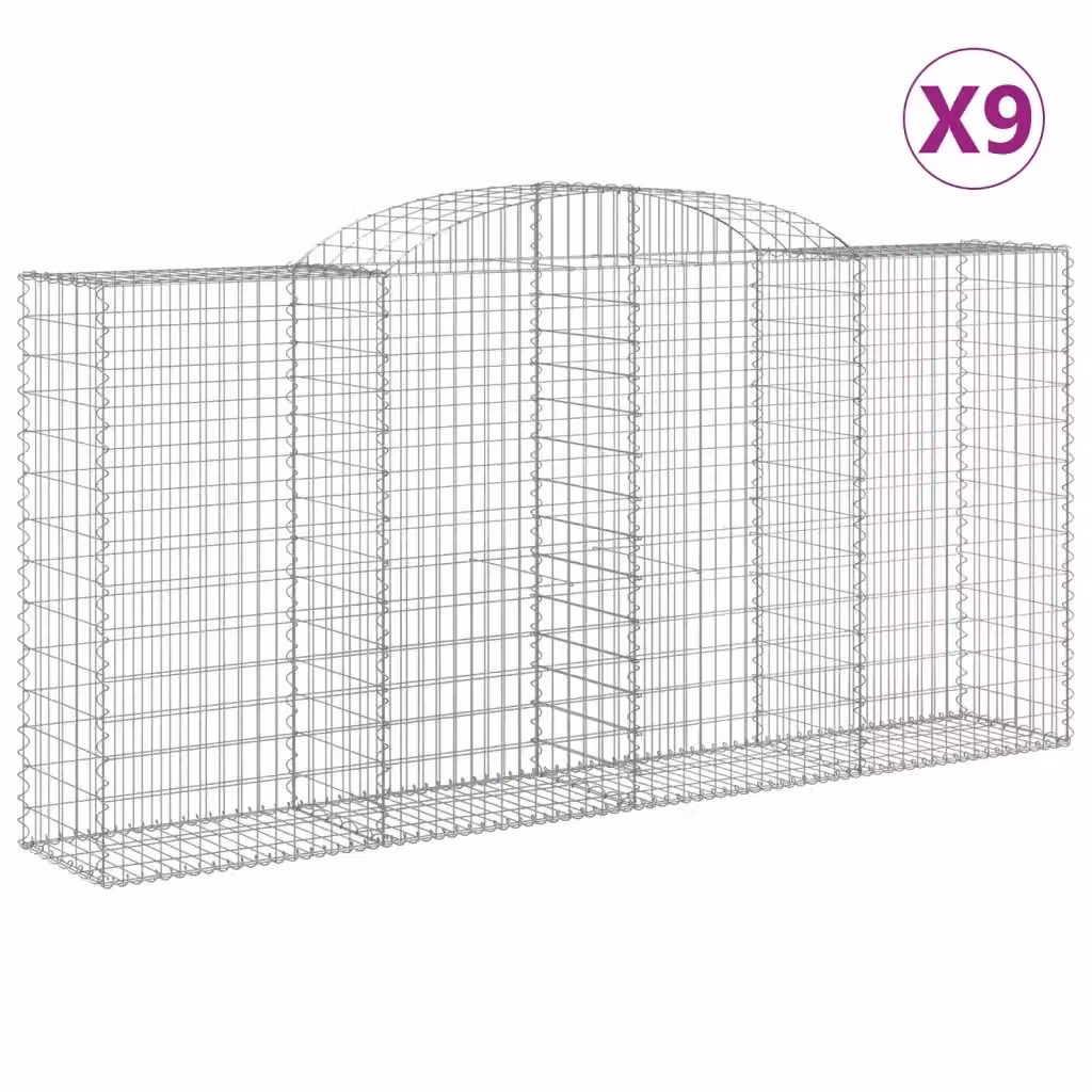 Set di 9 Cesti Gabbioni ad Arco Videx in Acciaio Zincato Argento L: 300 cm, P: 50 cm, H: 140/160 cm – 2