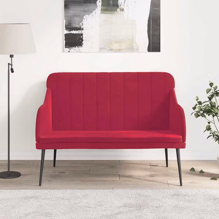 Panca vidaXL in velluto rosso vino per soggiorno L: 110 cm, P: 76 cm, H: 80 cm