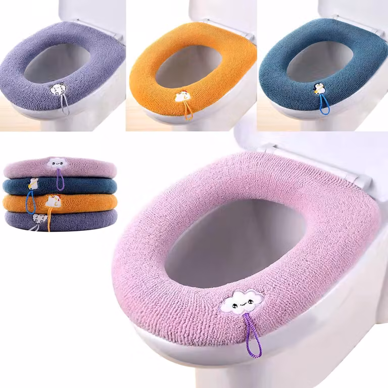 4 scaldasedili per WC, scaldasedili lavabili, morbidi cuscini per WC, coprisedili per WC, coprisedili per WC,