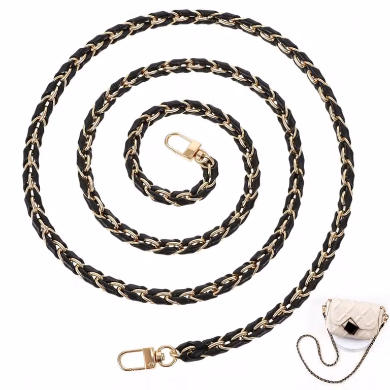Tracolla a catena, color oro chiaro, lunghezza 120 cm, realizzata in metallo con ganci a scatto