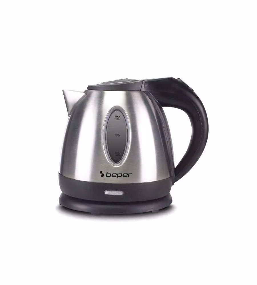 BEPER Bollitore Elettrico Inox 1,2L 1630W Senza Fili Acciaio/Nero