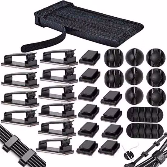 Set organizzatore per cavi da 100 pezzi con nastro in velcro