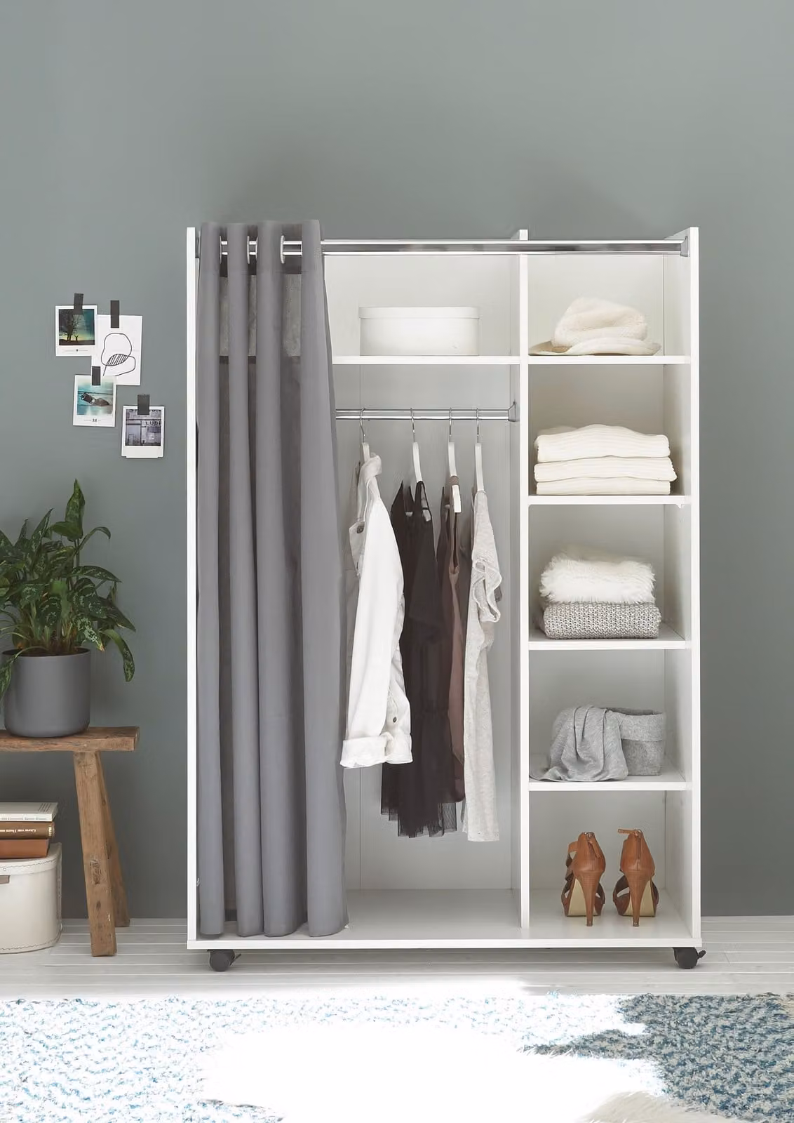 Armadio >Jill< in bianco - 100x145x50 cm (LxAxP)