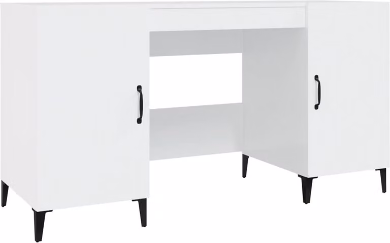 Scrivania Bianco Lucido 140x50x75 cm in Legno Multistrato