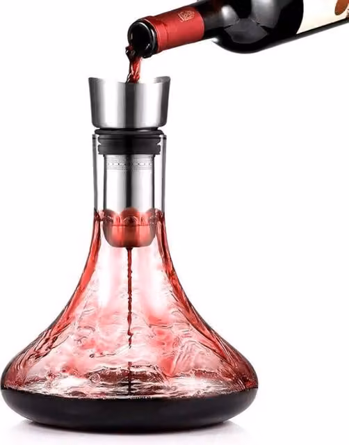 Decantatore di vino Glasting con aeratore integrato e bocchetta antigoccia, trasparente, 1,8 l
