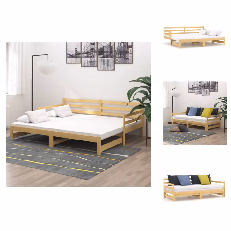 vidaXL Letto da giorno allungabile in pino massiccio 2x(90x200) cm - Letti e strutture letto