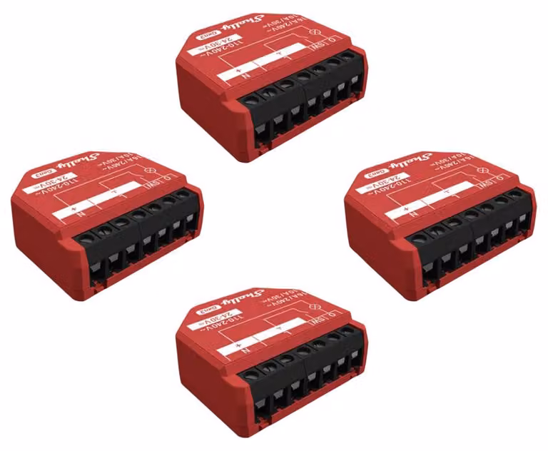 Shelly 1PM Gen3, set di 4 controller Wi-Fi/Bluetooth