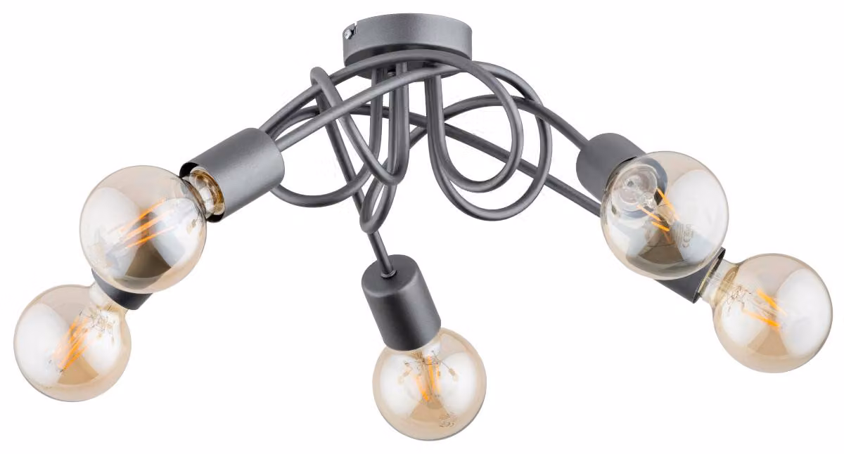 Lampada da soffitto INTER grigia 5xE27x15W in metallo, dimensioni: 20x51x51 cm, IP20 Alfa