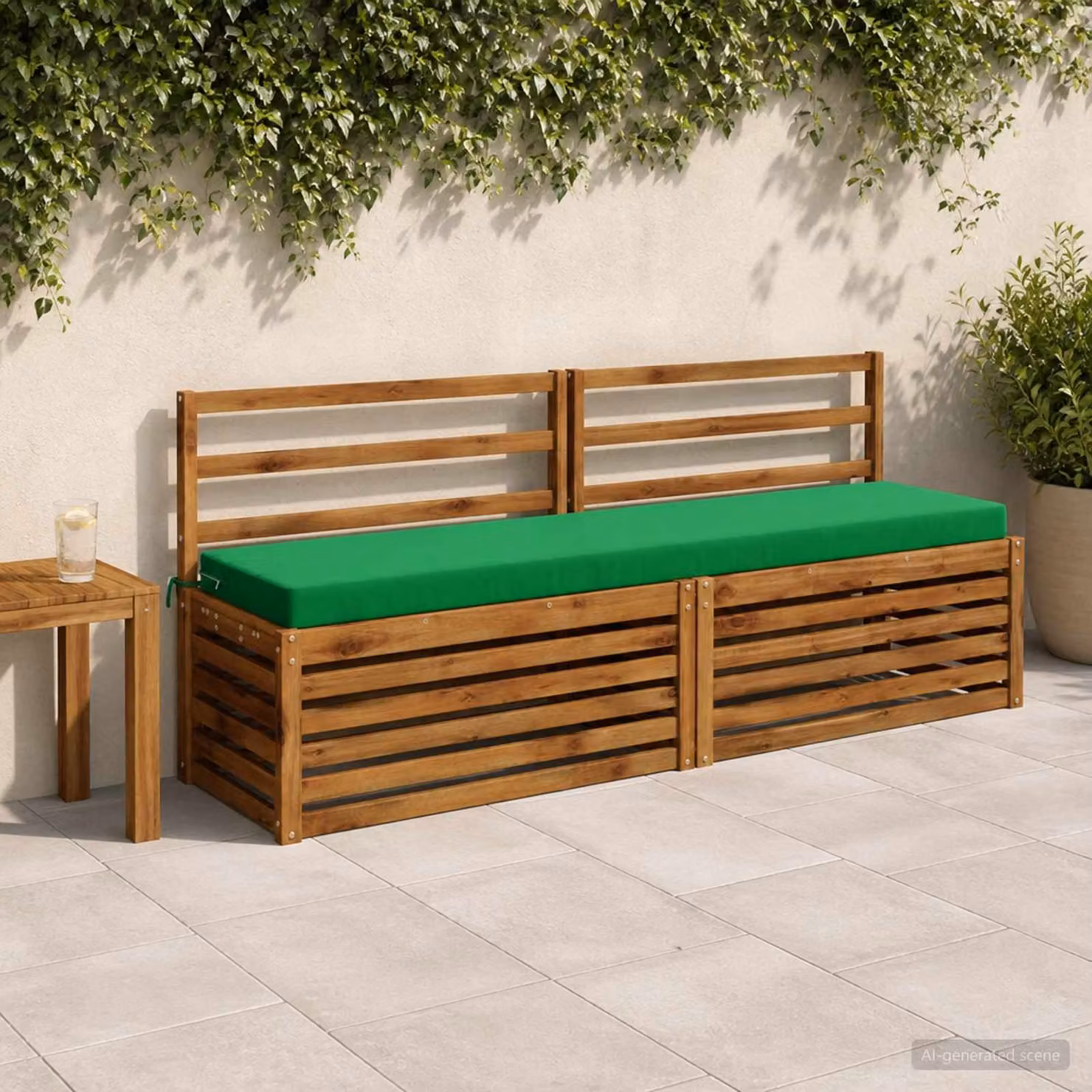 Set di 2 cuscini per panchina vidaXL SOEST in poliestere verde con fodera rimovibile e resistente ai raggi UV