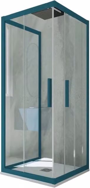 Box doccia Kolors Trio FORTE a 3 lati scorrevoli con vetro trasparente e profilo Verde Night Watch, L: 80 cm, P: 75 cm, H: 200 cm