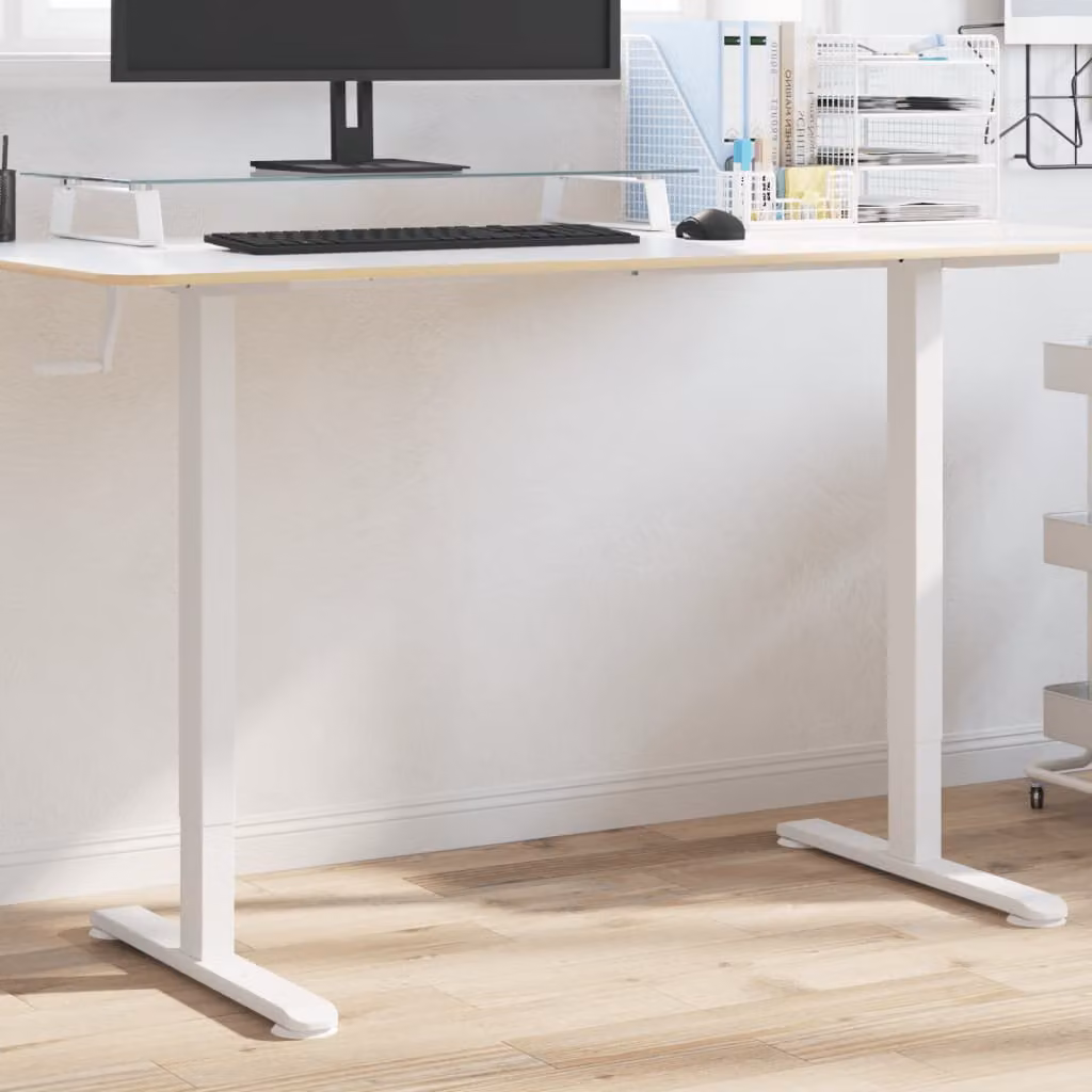 Telaio per scrivania regolabile in piedi vidaXL in acciaio bianco opaco L: 94-135 cm, P: 60 cm, H: 70-114 cm