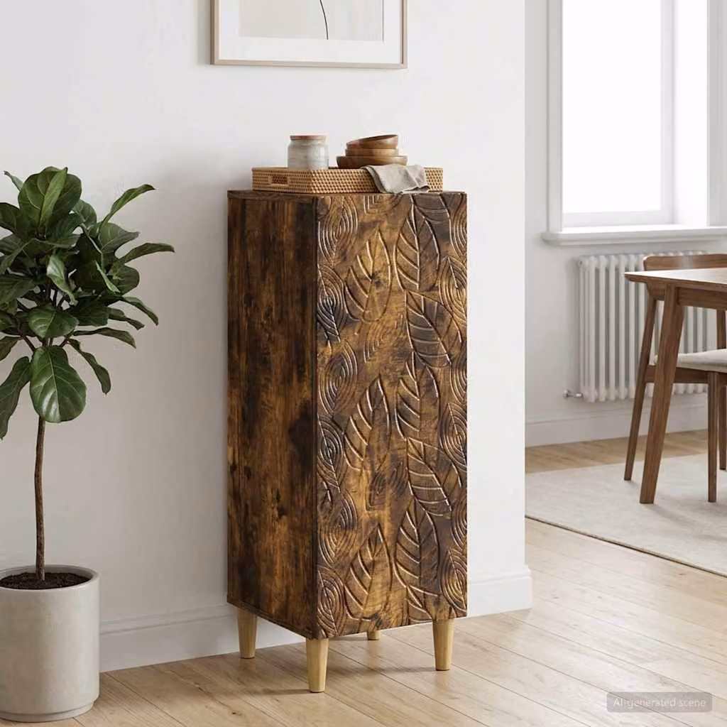 Credenza moderna vidaXL in legno ingegnerizzato color rovere fumo, L: 33 cm, P: 34,5 cm, H: 90 cm