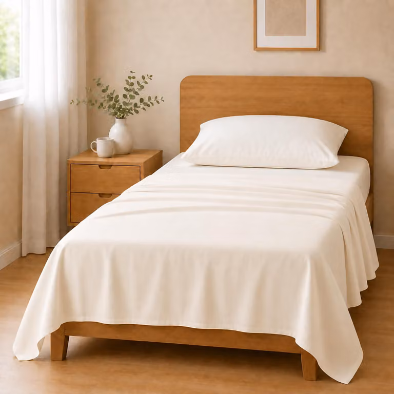 Set di lenzuola in microfibra, 3 pezzi - Avorio, 90x190 cm + 25 cm