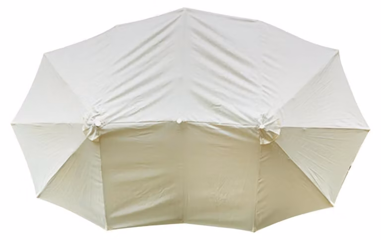 Telo di ricambio per ombrellone, impermeabile, color beige, per ombrelloni doppi, con 12 stecche, diametro 2,7 metri, realizzato in poliestere da 160 grammi
