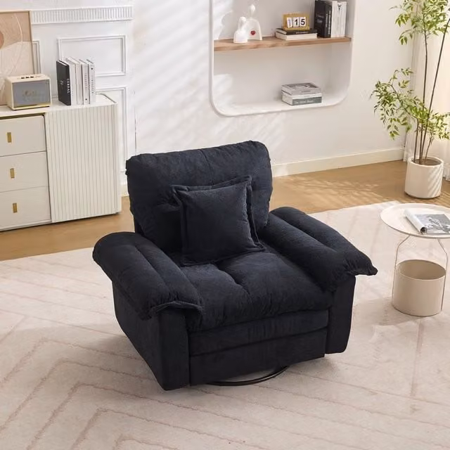 Poltrona girevole 360¡ã oversize ¨C Minimal ¨C in chenille con cuscini per camera soggiorno bambini