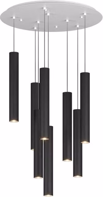 Lampadario Industrial-Minimal Xeana Metallo Bianco Nero 8 Luci Gu10