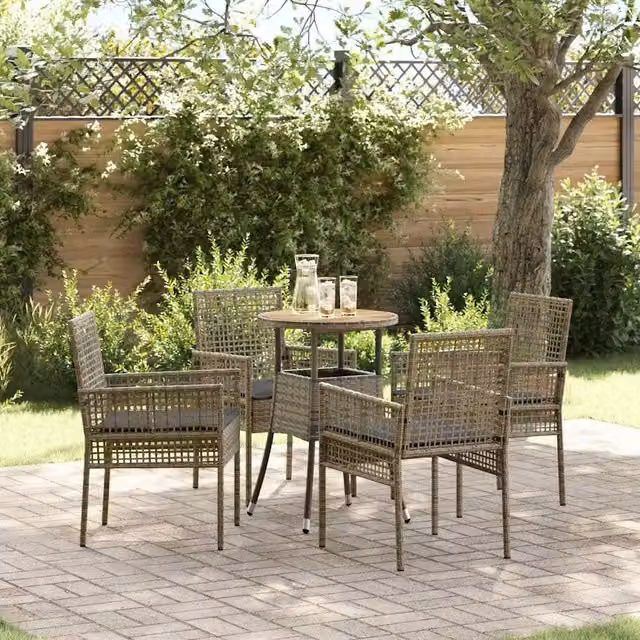 Set da Pranzo per Giardino 5 pz Grigio polyrattan 3334954