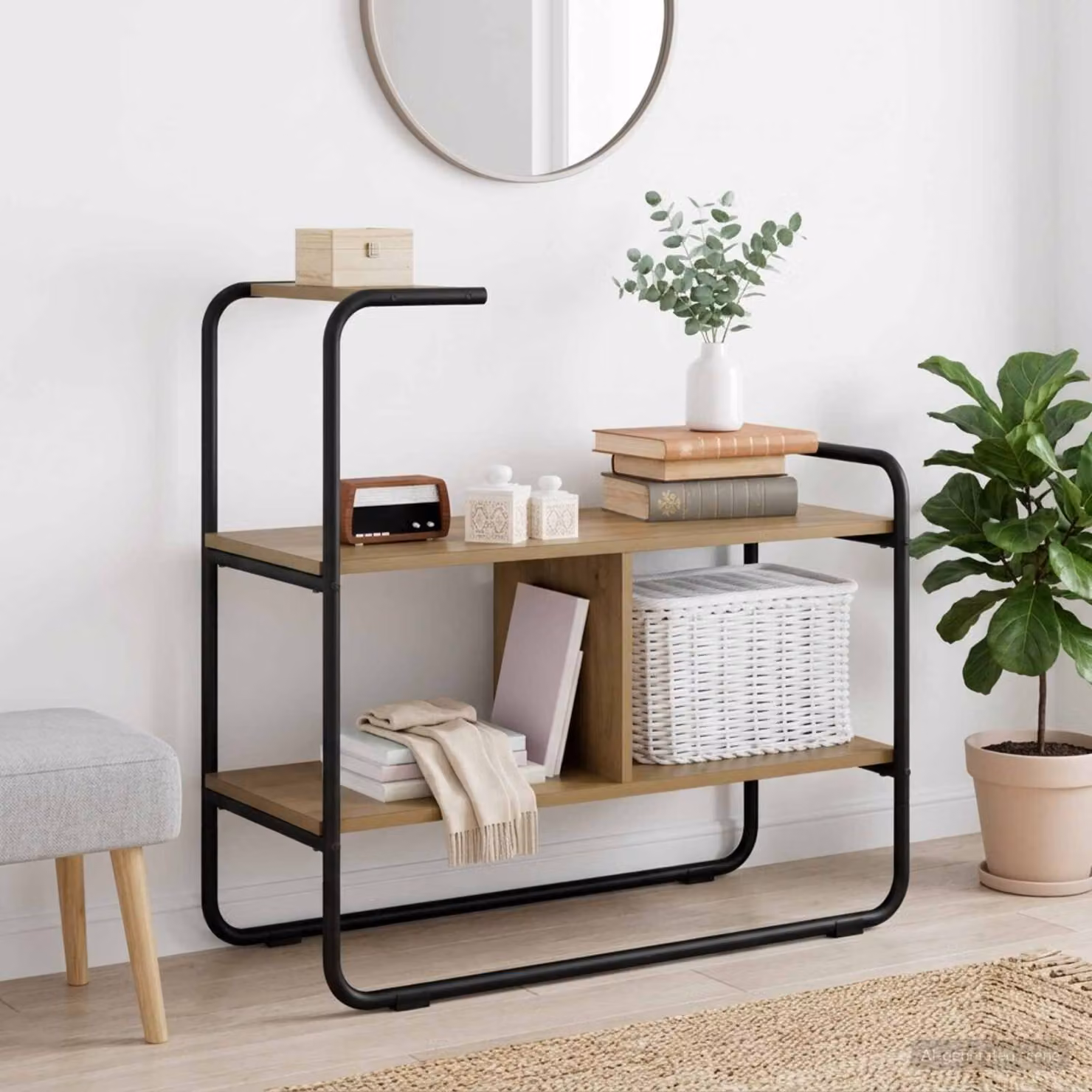 vidaXL Tavolo consolle in legno rovere marrone stile minimalista L: 80 cm, P: 35 cm, H: 75 cm