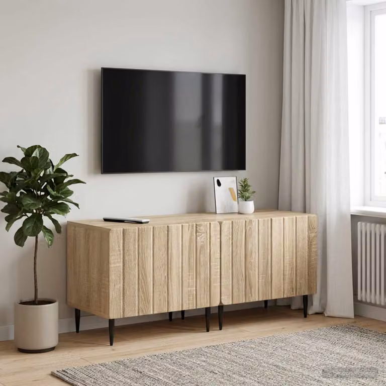 Mobile TV vidaXL in legno ingegnerizzato Rovere Sonoma, moderno, marrone/beige, L: 124,5 cm, P: 40 cm, H: 49 cm