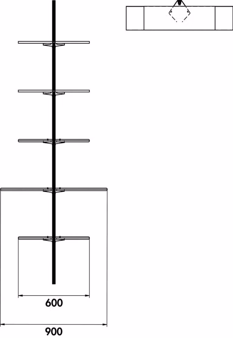 Naber 8041233 set di scaffali in lamiera transFORM 900 x 200 mm (L x P) per scaffalature, nero opaco