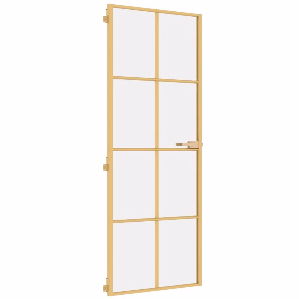 Porta Interni Sottile Oro 76x201,5cm Vetro Temperato Alluminio