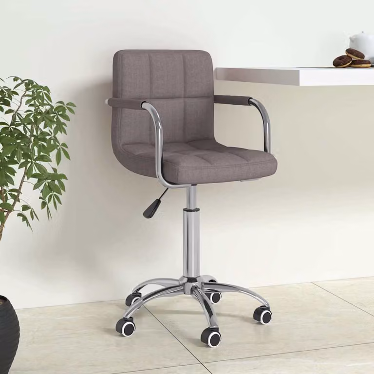 Sedia da ufficio girevole vidaXL in tessuto grigio con braccioli e ruote per home office