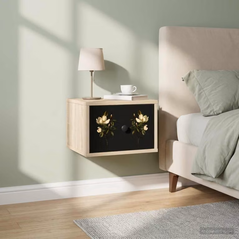 Set di 2 comodini sospesi vidaXL BREMEN in Rovere Sonoma e Nero per camera da letto