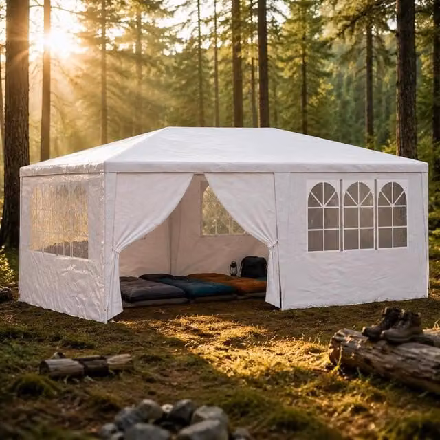 Professional Party Tent With Side Walls 4x6 M White 90 G/square Meter