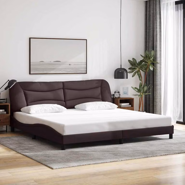 Giroletto senza materasso Hvar vidaXL in tessuto marrone scuro L/P/H: 200 x 200 x 74,5 cm