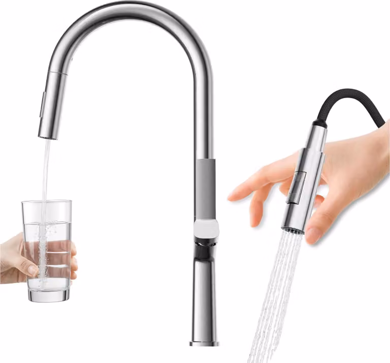 Granitan - Miscelatore cucina - Rubinetto cucina altezza 46 cm - Miscelatore lavello cromato - ELLIS