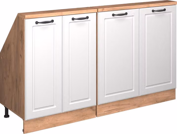 Mobile cucina sottotetto Vicco R-Line Bianco rustico 140 cm Set di 2, Model 58156