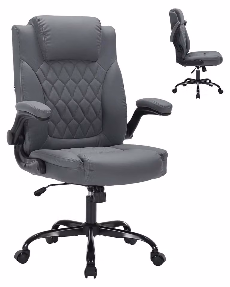 Sedia da ufficio, design ergonomico, regolabile in altezza, grigia