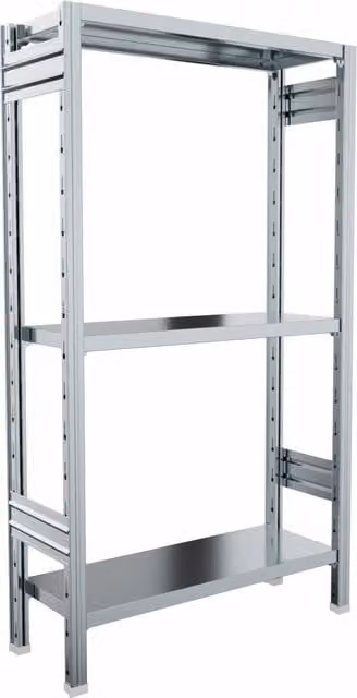 Scaffalatura metallica da magazzino in acciaio zincato silver di Castellani Shop L: 100 cm, P: 70 cm, H: 150 cm