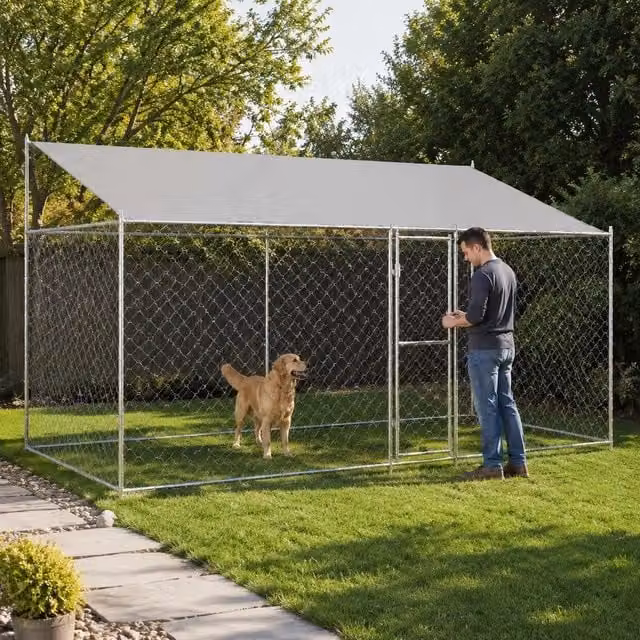 Dog Cage Silver 400 X 200 X 256 Cm Galvanized Steel