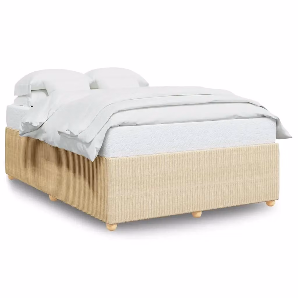 Giroletto vidaXL in tessuto beige con doghe in legno, L/P/H: 140 x 190 cm – 2
