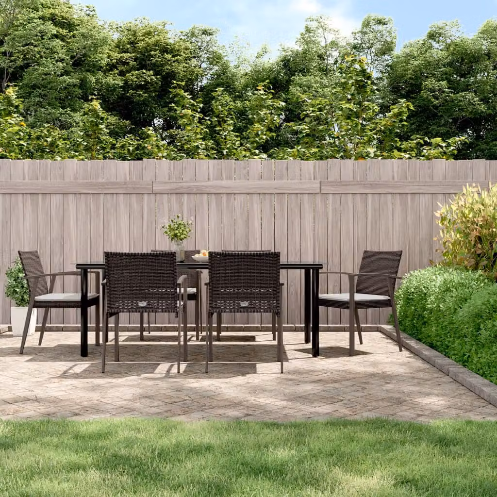 Maison Exclusive - Set Pranzo da Giardino 7 pz con Cuscini in Polyrattan e Acciaio