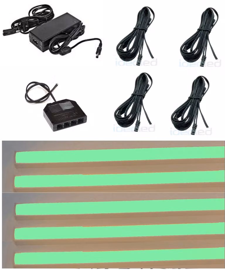 6663 Illuminazione a LED per scaffali 5 x 0,75 m incl. alimentatore Colore verde