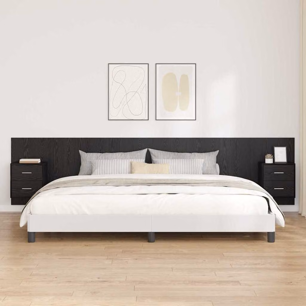 Set di 3 pezzi Testata con Comodini e Mensole vidaXL in Legno Ingegnerizzato Nero Opaco